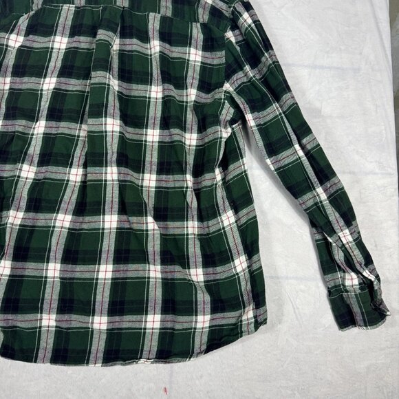 St Johns Bay Button Up Flannel Shirt Mens Green White Plaid Classic Size L - Picture 10 of 14
